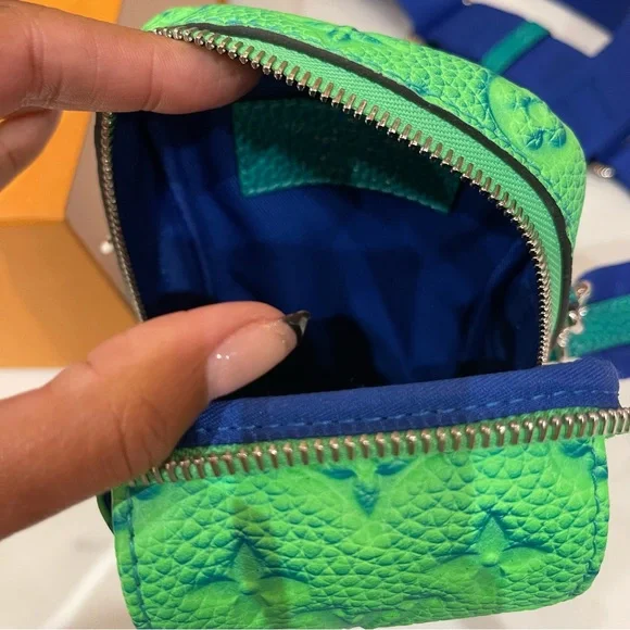 LOUIS VUITTON Virgil Abloh Blue & Neon Green Monogram Illusion Leather Flat - Picture 10 of 11